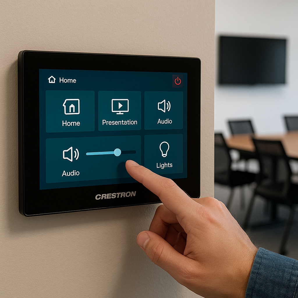 Pekskärm i ett mötesrum